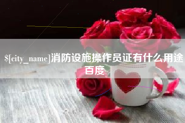 肇庆消防设施操作员证有什么用途百度